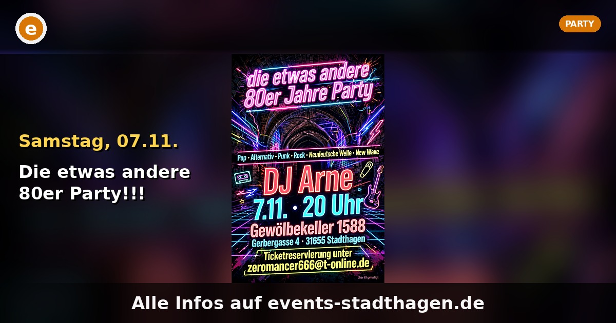Die etwas andere 80er Party!!!